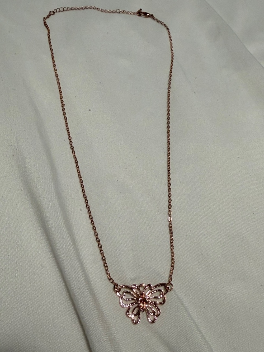 Rose Gold Butterfly Pendant Necklace